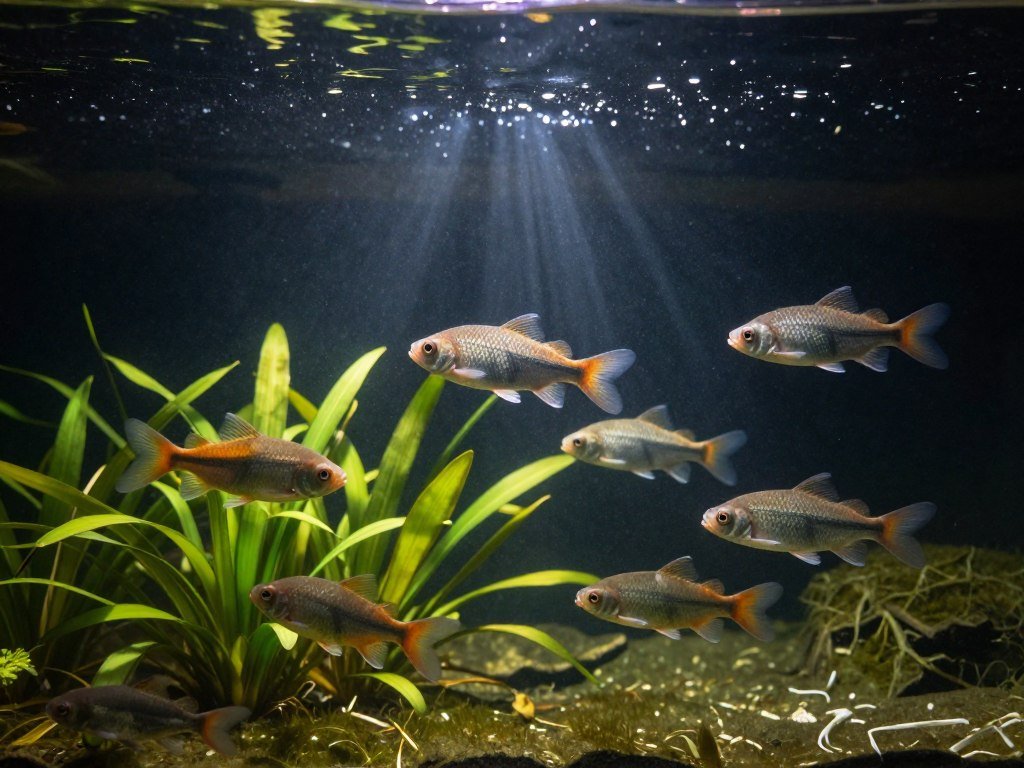 Aquário natural de Bonito com peixes de água doce nadando em água transparente Aquário natural de Bonito com peixes de água doce nadando em água transparente