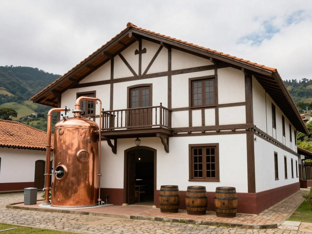 Cervejaria artesanal histórica em Petrópolis com arquitetura imperial e tanques de fermentação tradicionais Cervejaria artesanal histórica em Petrópolis com arquitetura imperial e tanques de fermentação tradicionais