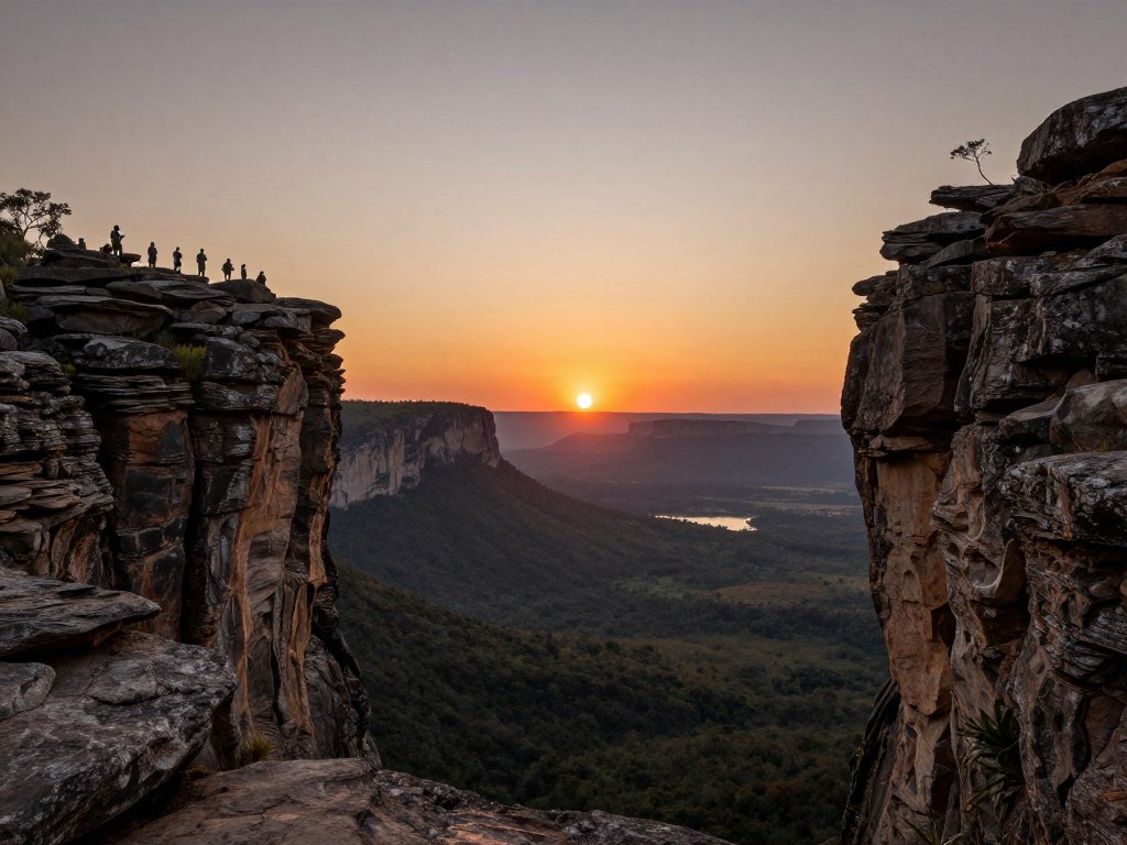 Mirante da Janela na Chapada dos Veadeiros ao pôr do sol Mirante da Janela na Chapada dos Veadeiros ao pôr do sol