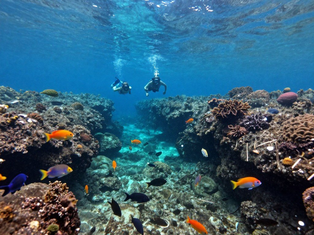 Piscina natural da Atalaia em Fernando de Noronha com peixes coloridos Piscina natural da Atalaia em Fernando de Noronha com peixes coloridos