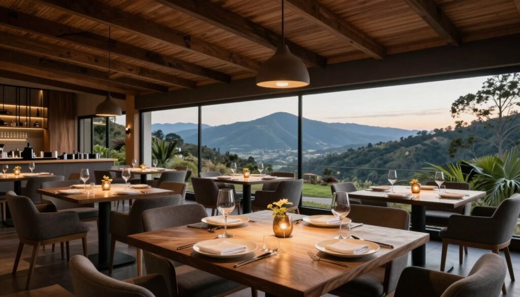 Restaurante elegante em Teresópolis com vista para montanhas e gastronomia contemporânea Restaurante elegante em Teresópolis com vista para montanhas e gastronomia contemporânea