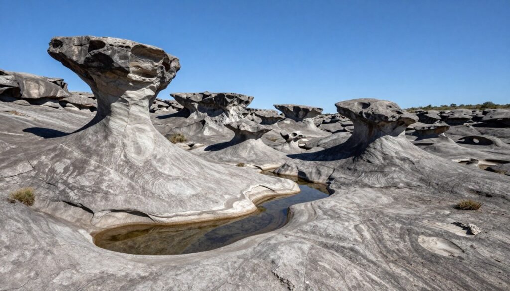 Vale da Lua na Chapada dos Veadeiros com suas formações rochosas esculpidas pela água Vale da Lua na Chapada dos Veadeiros com suas formações rochosas esculpidas pela água